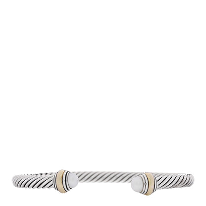 David Yurman Sterling Silver 14K Yellow Gold Cultured Pearl 5mm Cable Classics Petite Color Bracelet 1 of 3