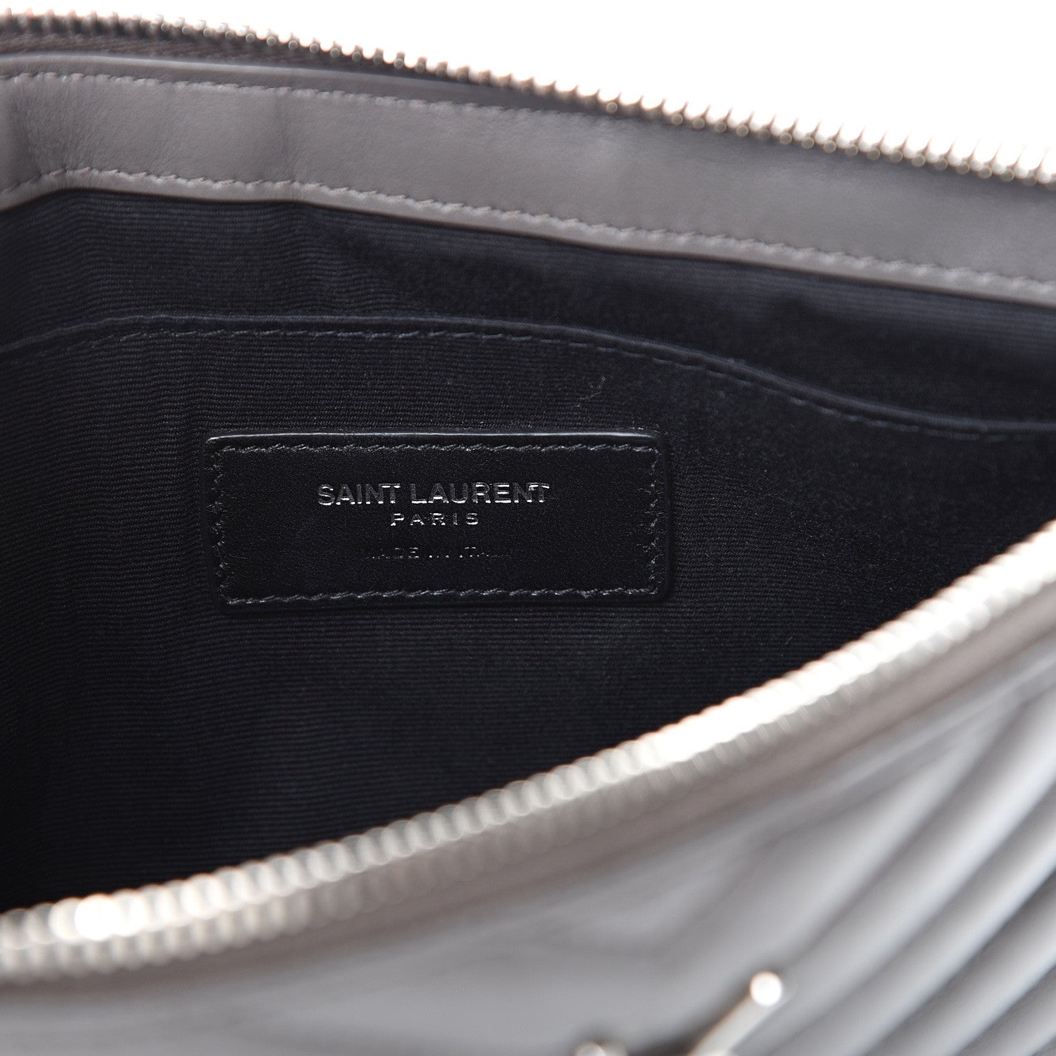 Saint Laurent Calfskin Matelasse Chevron Monogram A5 Wristlet Earth 5 of 10