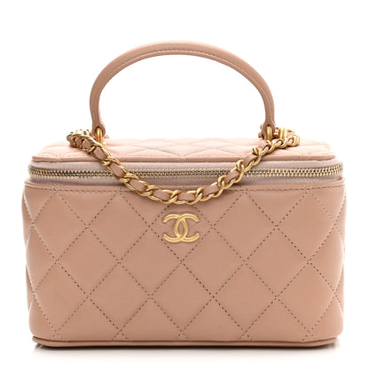 Chanel Lambskin Quilted Small Top Handle Vanity Case With Chain Beige 1 of 11