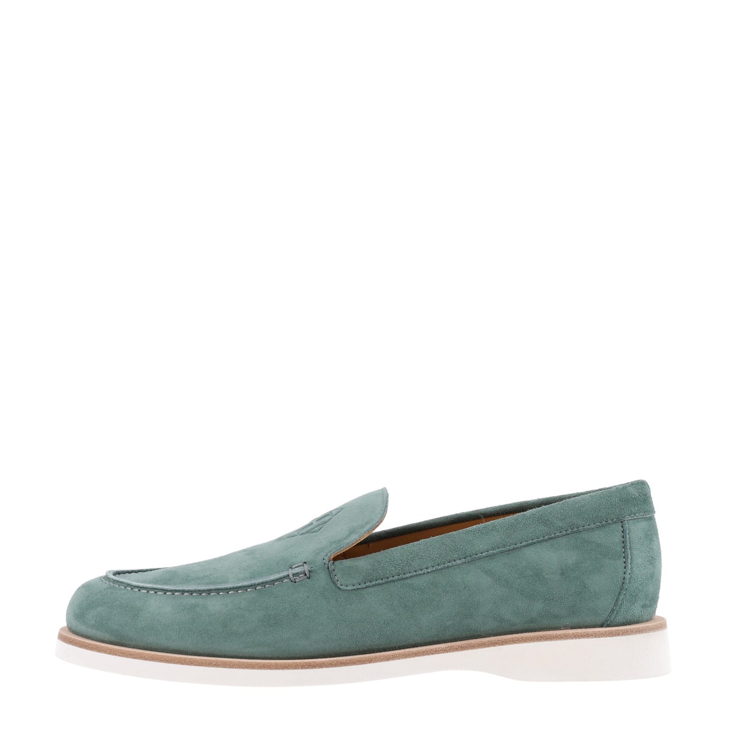 Suede Calfskin Womens Low Loafers 38 Vert Cedre