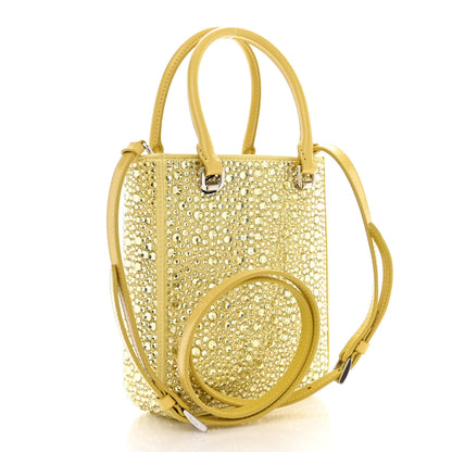 Prada Satin Crystal Metal Triangle Logo Small Double Handle Crossbody Tote Ananas 3 of 11