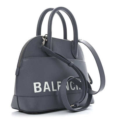Balenciaga Signature Grained Calfskin Logo S Ville Top Handle Bag Gris Perle Fonce White 3 of 9