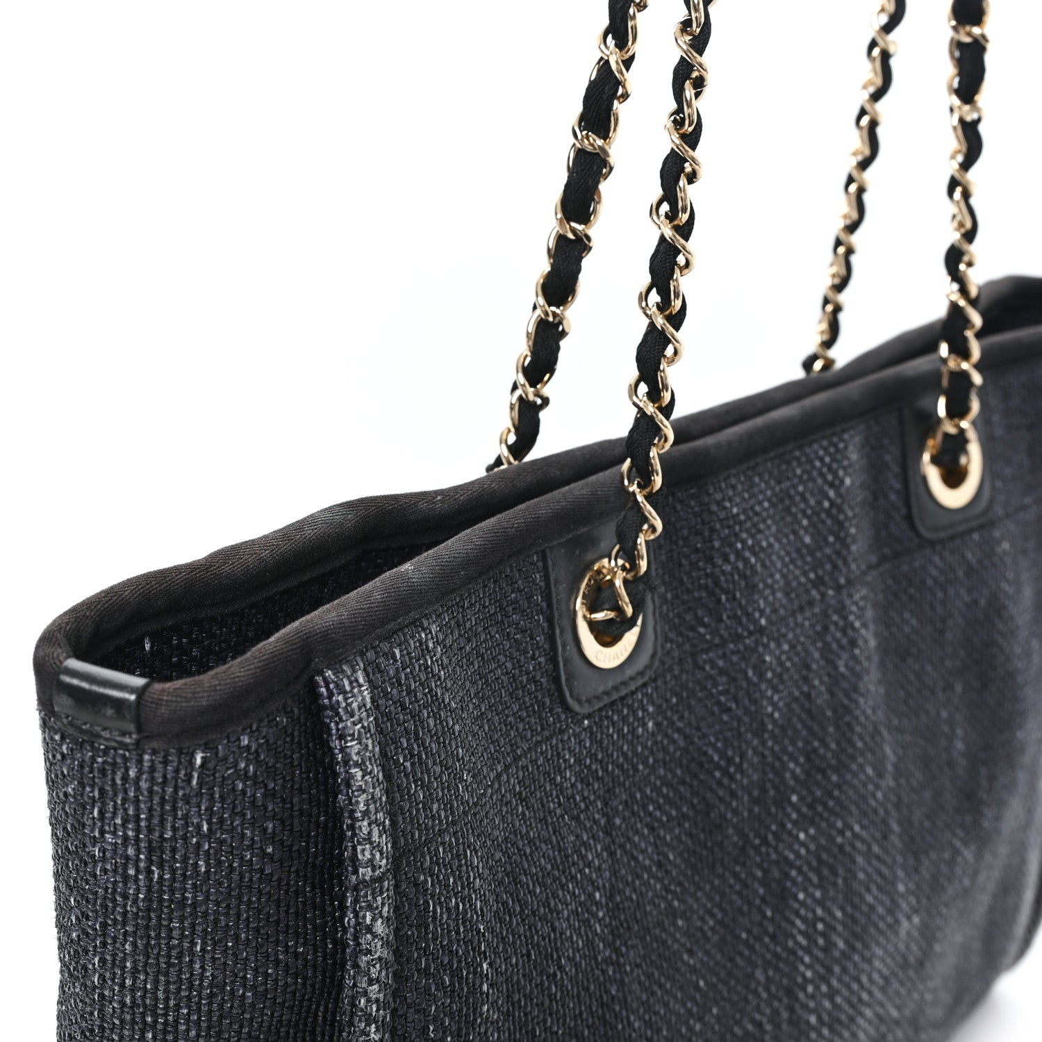 Chanel Woven Straw Raffia Small Deauville Tote Charcoal 12 of 13