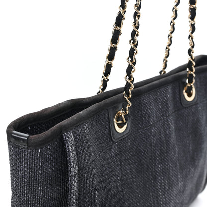 Chanel Woven Straw Raffia Small Deauville Tote Charcoal 12 of 13