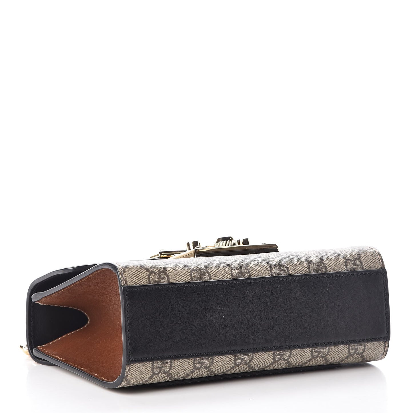 GG Supreme Monogram Calfskin Small Padlock Shoulder Bag Beige Black Cuir