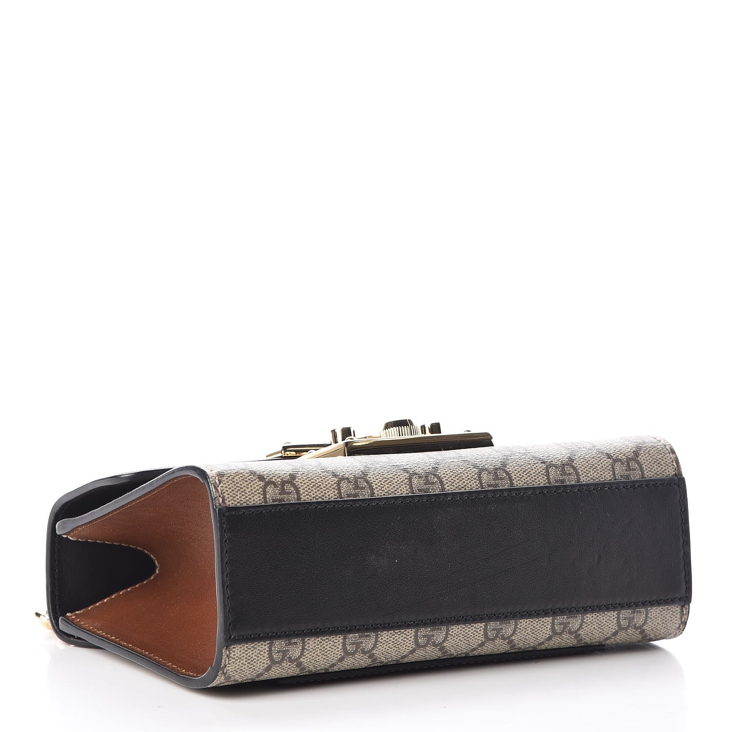 Gucci GG Supreme Monogram Calfskin Small Padlock Shoulder Bag Beige Black Cuir 5 of 8
