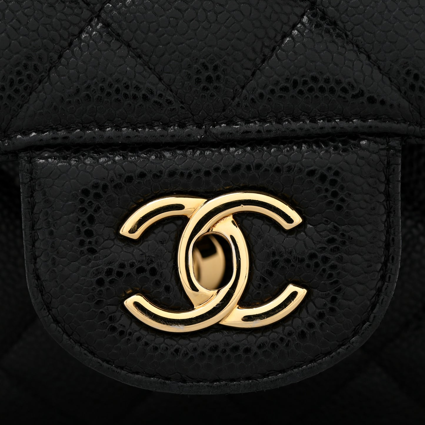 Caviar Quilted Jumbo Double Flap Black