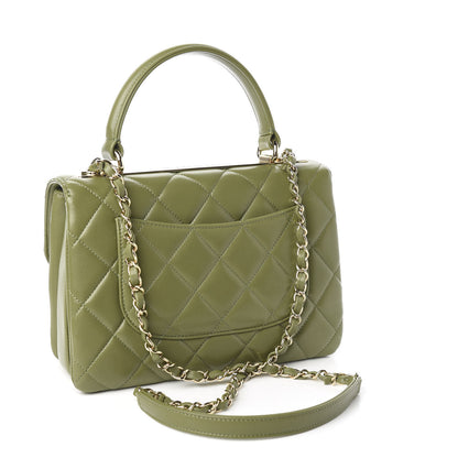 Chanel Lambskin Quilted Small Trendy CC Flap Dual Handle Bag Green 4 of 12
