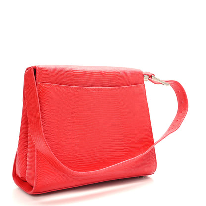 Balenciaga Patent Calfskin Lizard Embossed Medium Ghost Shoulder Bag Vivid Red 3 of 8
