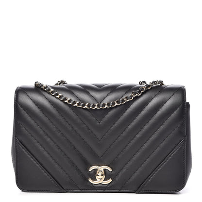 Chanel Calfskin Chevron Quilted Statement Flap Black 1 of 10
