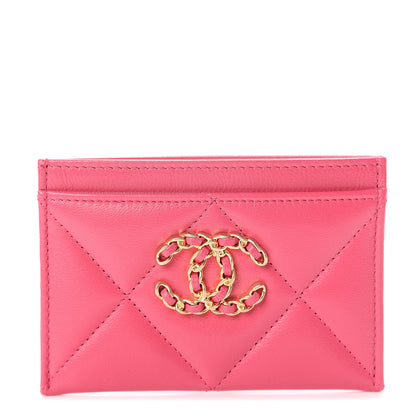Chanel Shiny Goatskin Quilted 19 Card Holder Dark Pink 1 of 7