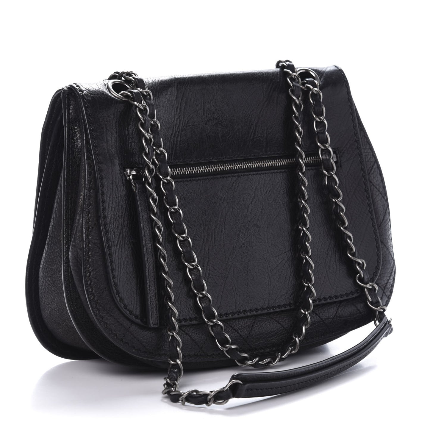 Calfskin Coco Twin Large Flap Black
