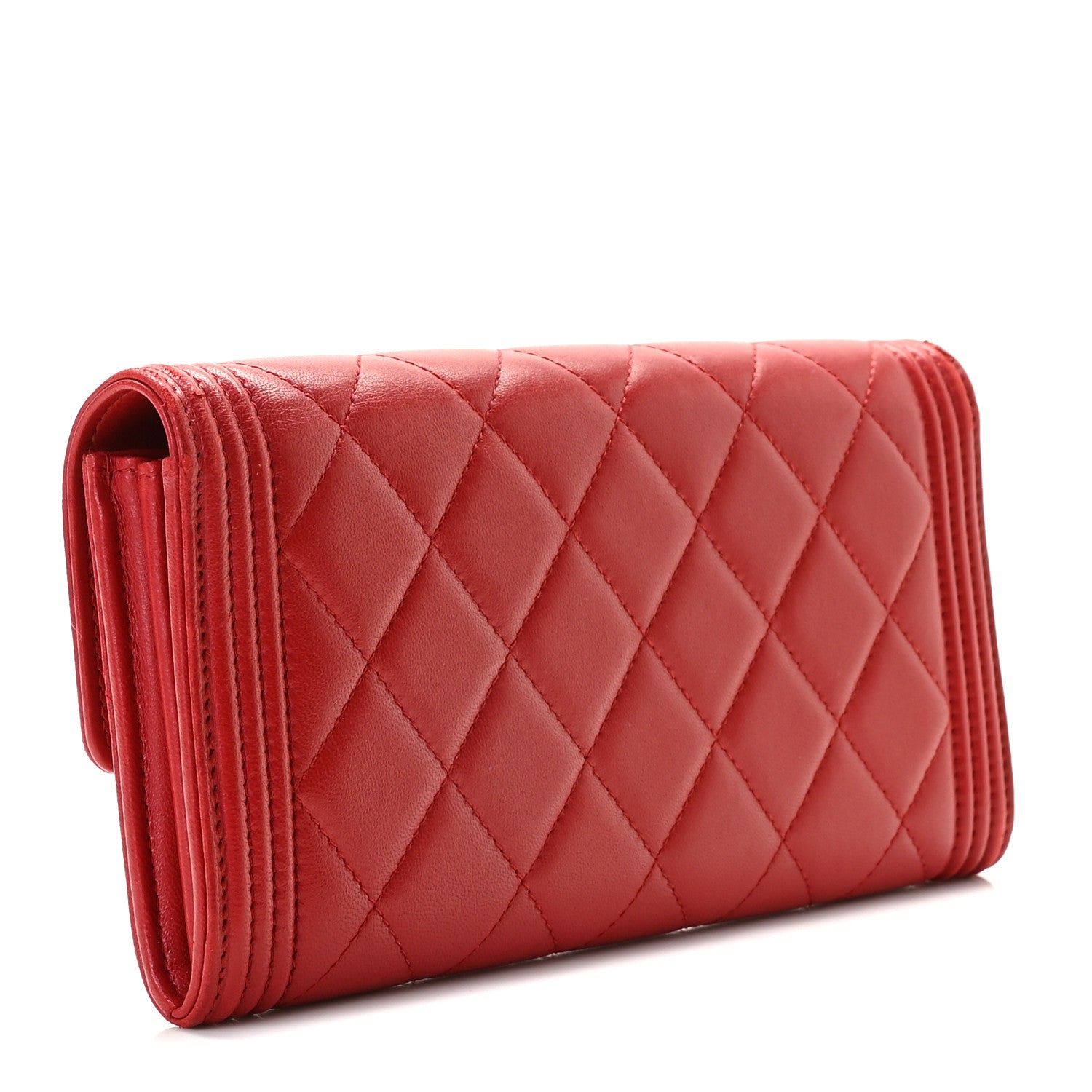 Chanel Lambskin Quilted Boy Flap Wallet Red 3 of 9