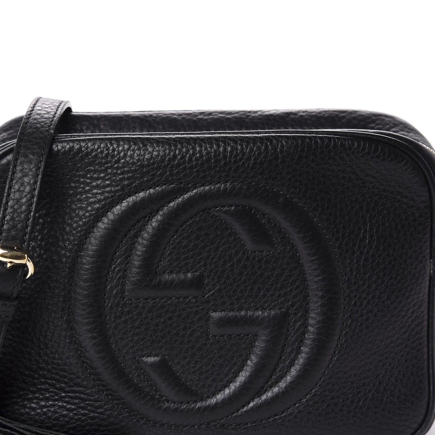 Pebbled Calfskin Small Soho Disco Bag Black