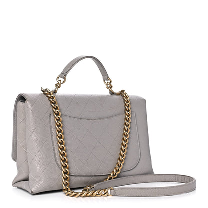 Chanel Grained Calfskin Stitched Flap Grey 3 of 12