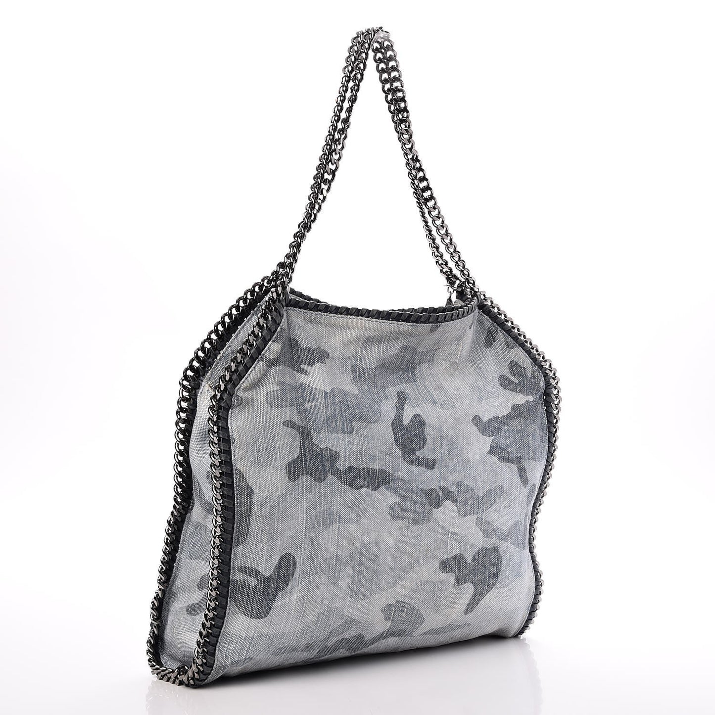 Denim Camo Print Small Falabella Tote Pale Blue