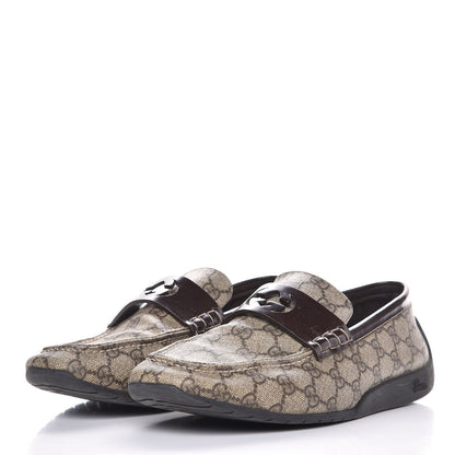 Gucci GG Plus Monogram Calfskin Mens Loafers 9.5 Beige Ebony Brown 3 of 12