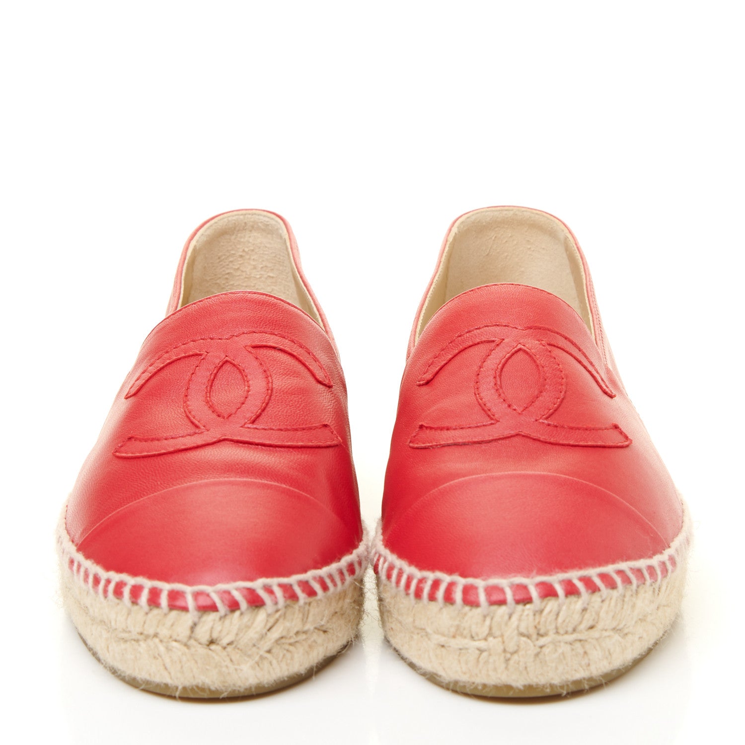 Chanel Lambskin CC Espadrilles 37 Red 2 of 10