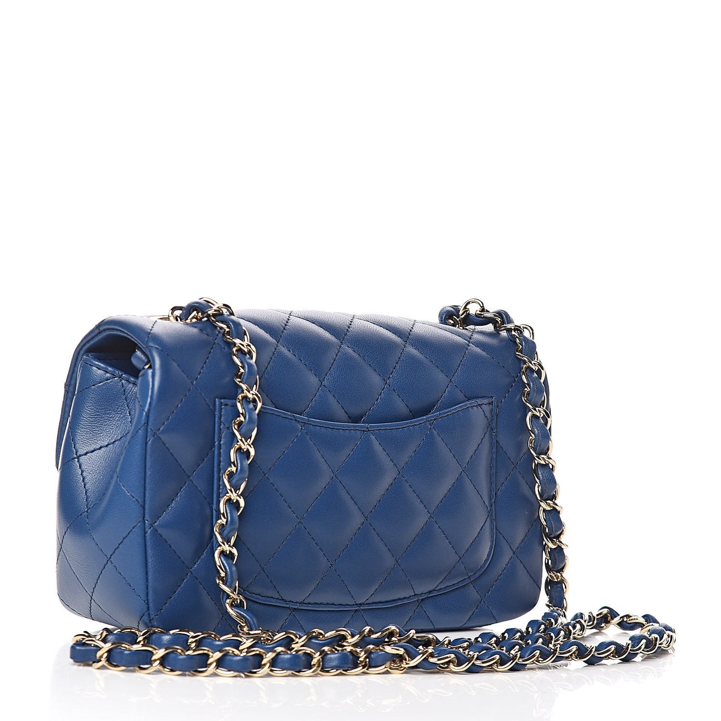 Lambskin Quilted Mini Rectangular Flap Blue