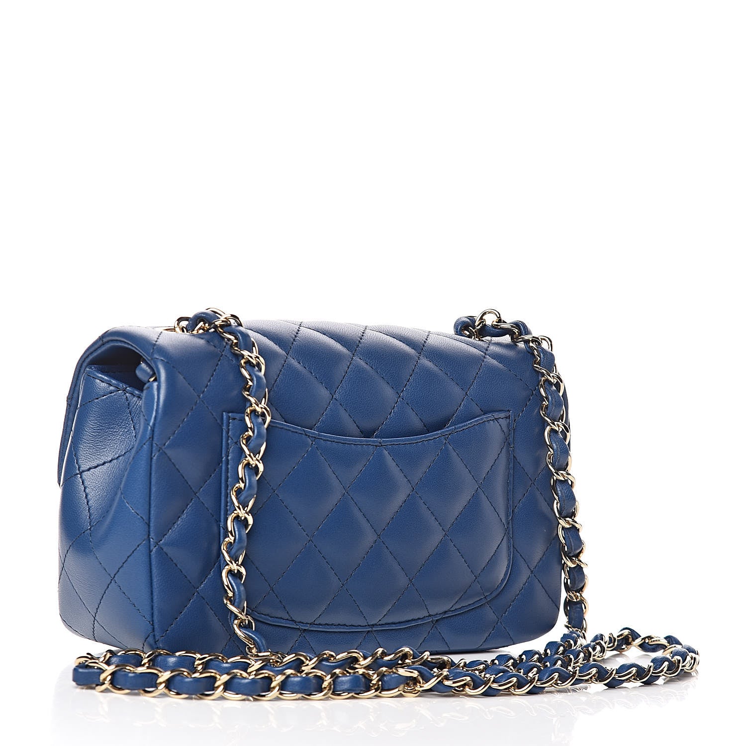 Chanel Lambskin Quilted Mini Rectangular Flap Blue 3 of 12