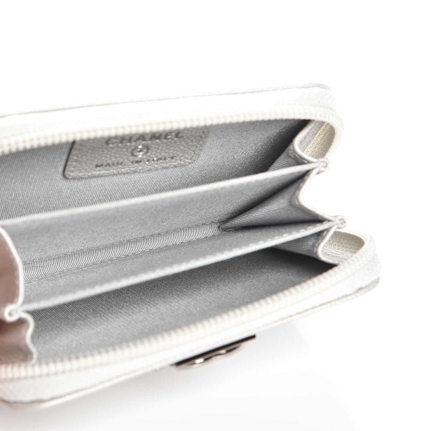 Caviar Quilted Boy Zip Around Coin Purse Wallet White