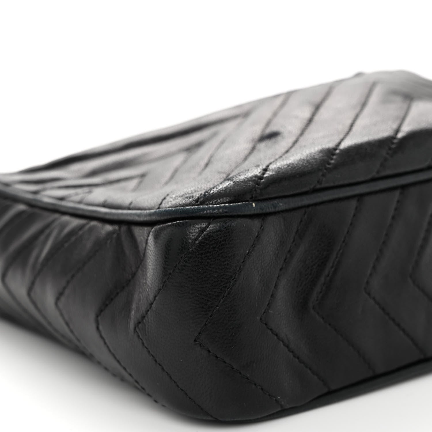 Chanel Lambskin Chevron Quilted Tassel Camera Case Black 8 of 9