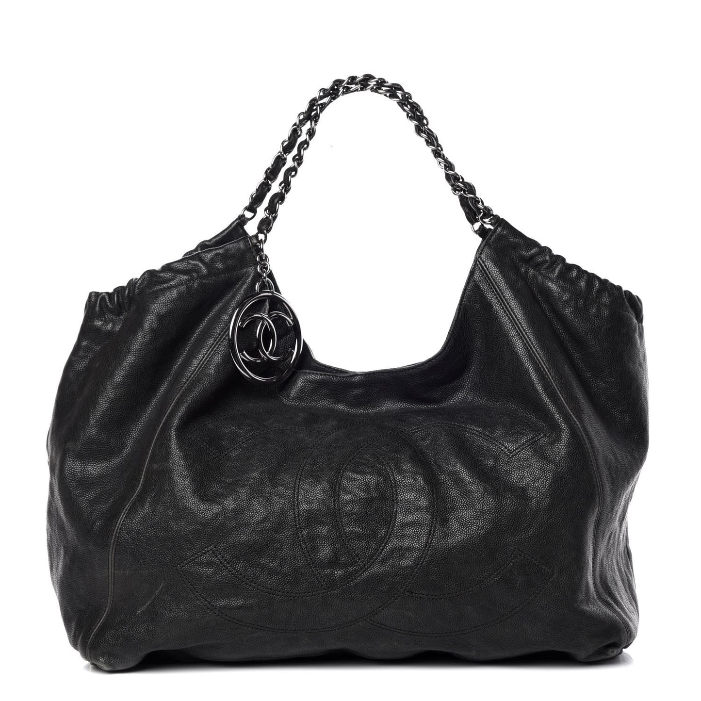 Distressed Caviar XL Coco Cabas Black