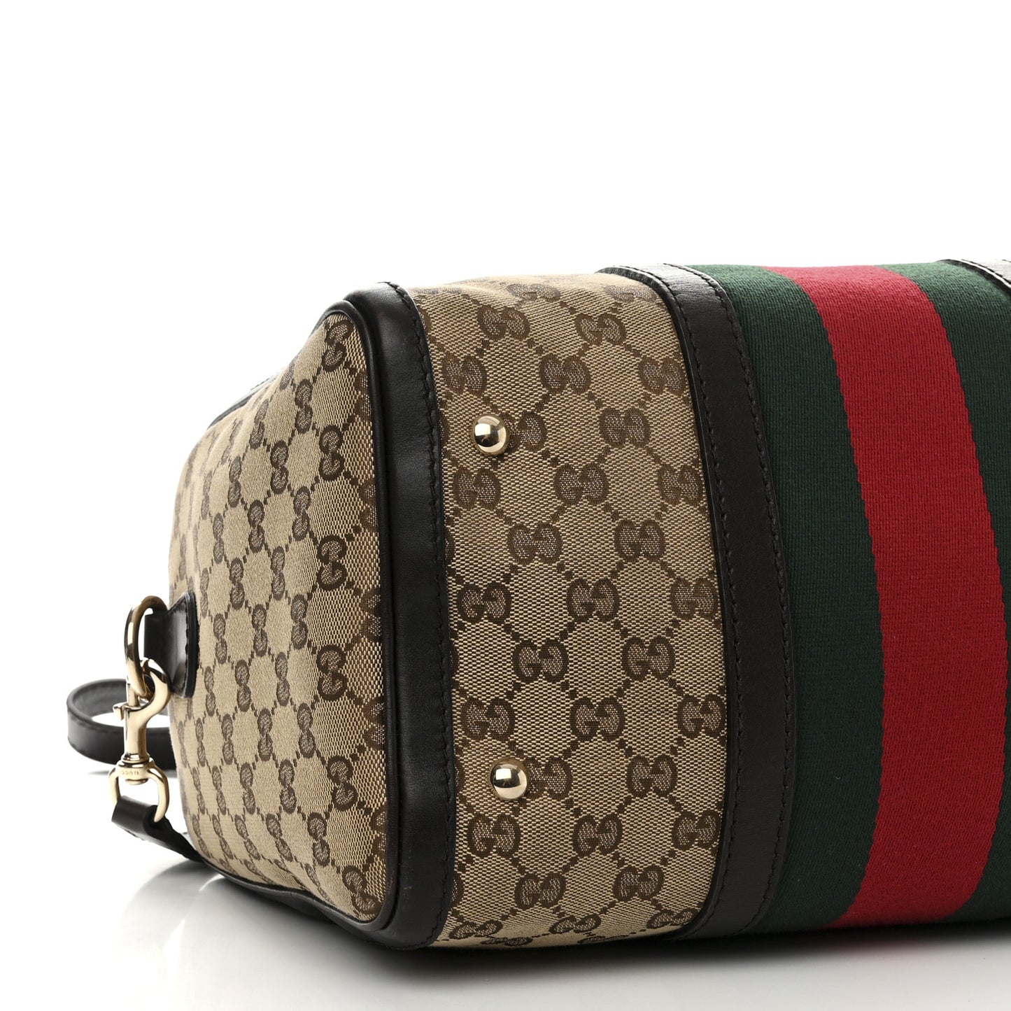 Monogram Selleria Calfskin Vintage Web Medium Boston Beige Ebony Cocoa