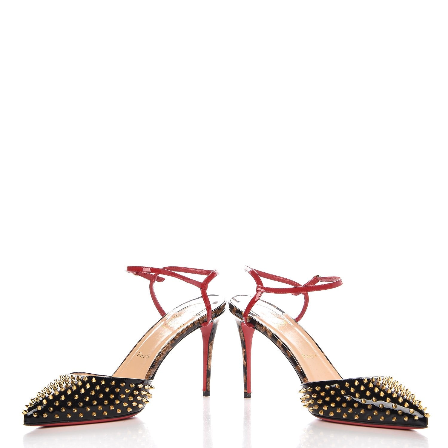 Christian Louboutin Patent Leopard Printed Baila Spike 100 Pumps 40 Black 8 of 10