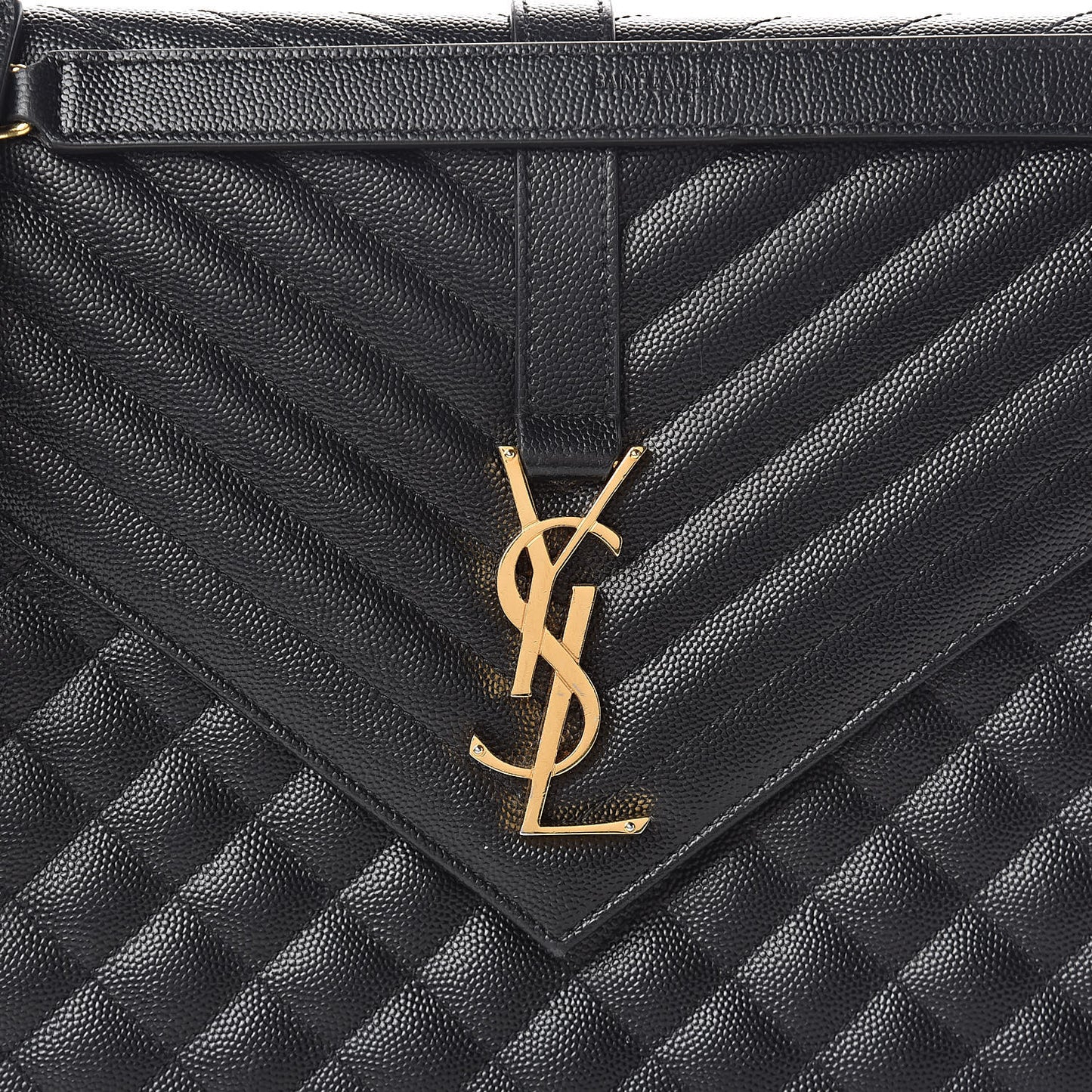 Grain De Poudre Textured Mixed Matelasse Large Triquilt Monogram Satchel Black