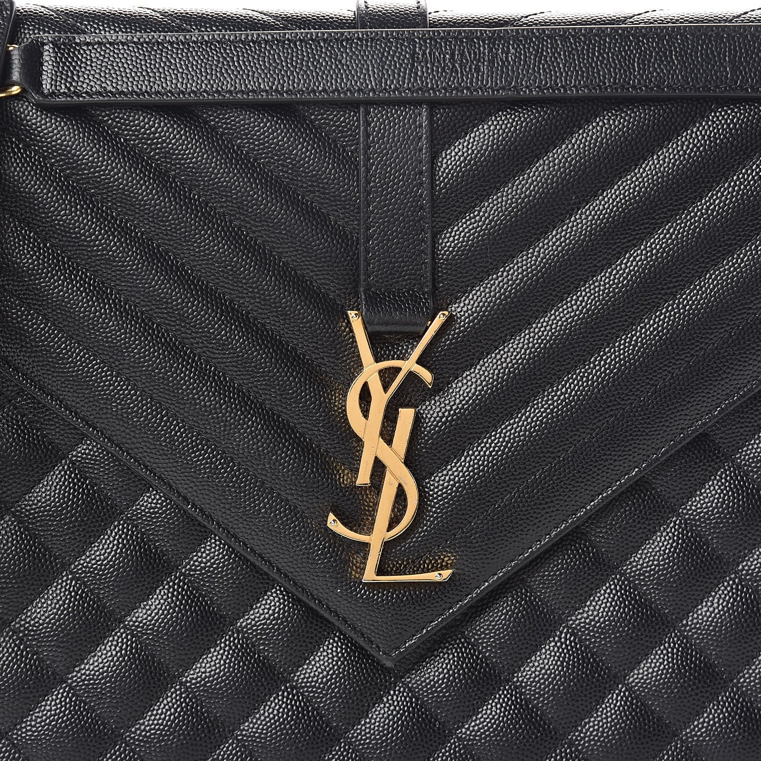 Saint Laurent Grain De Poudre Textured Mixed Matelasse Large Triquilt Monogram Satchel Black 8 of 10