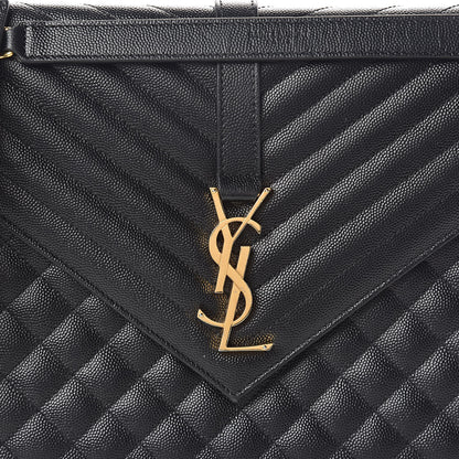 Saint Laurent Grain De Poudre Textured Mixed Matelasse Large Triquilt Monogram Satchel Black 8 of 10