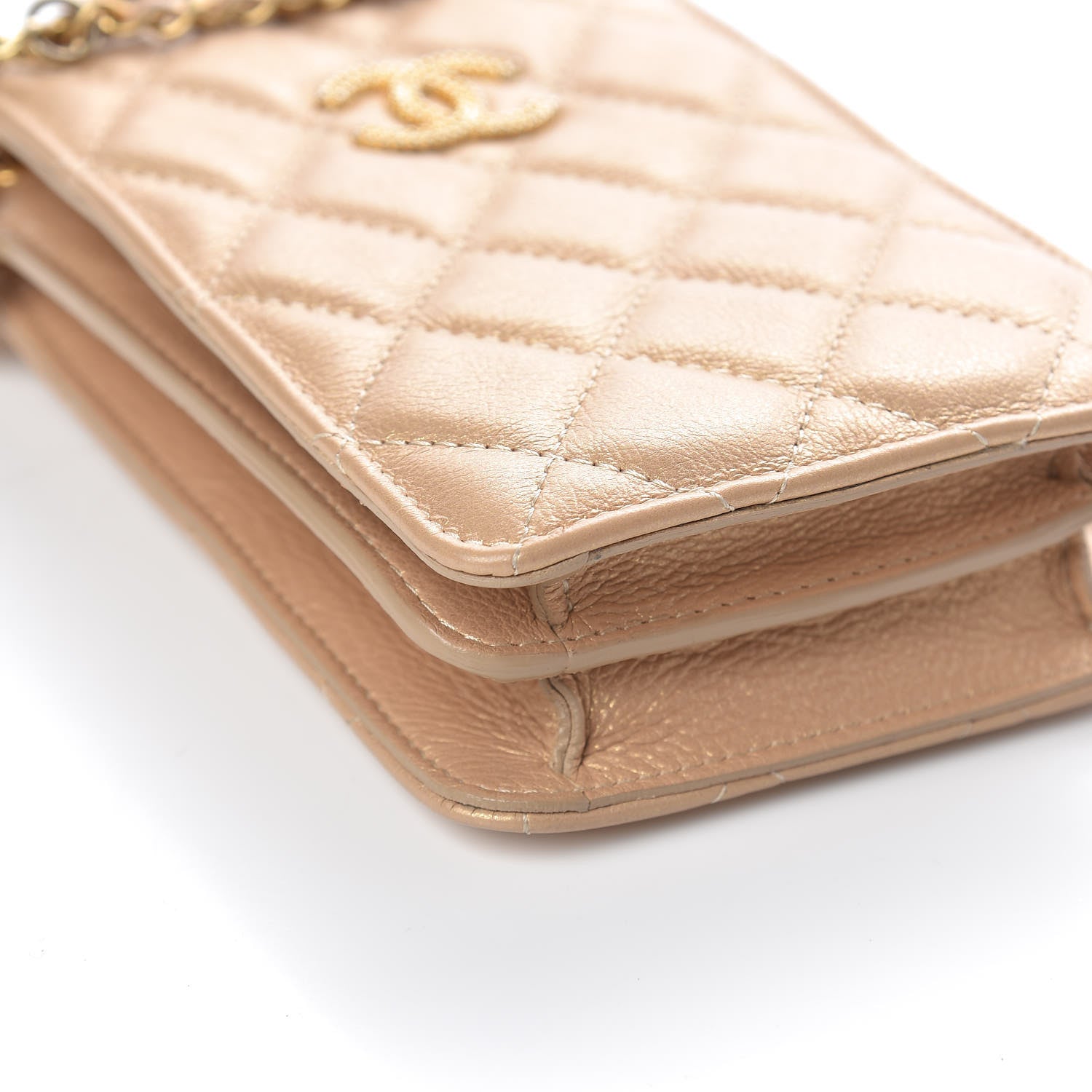 Chanel Metallic Calfskin Quilted Crossbody CC Phone Holder Gold 8 of 14