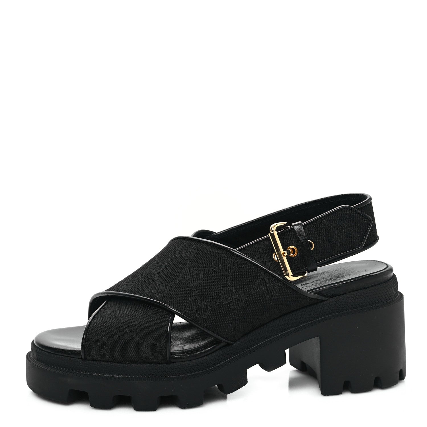 Gucci Monogram Granada Kid Trip 40/72mm Lug Sole Sandals 37 Black 1 of 8