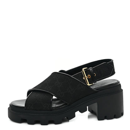 Gucci Monogram Granada Kid Trip 40/72mm Lug Sole Sandals 37 Black 1 of 8