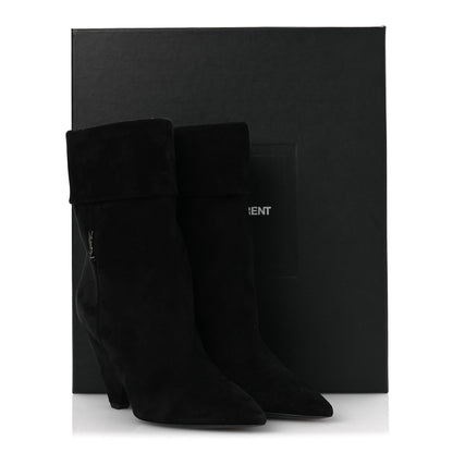Saint Laurent Kid Scamosciato Niki 85 Wedge Booties 37.5 Black 11 of 11