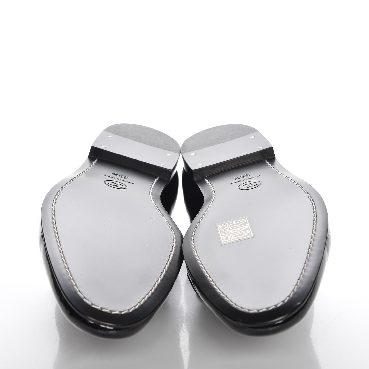 Chanel Patent Calfskin CC Loafers 39.5 Black 5 of 9