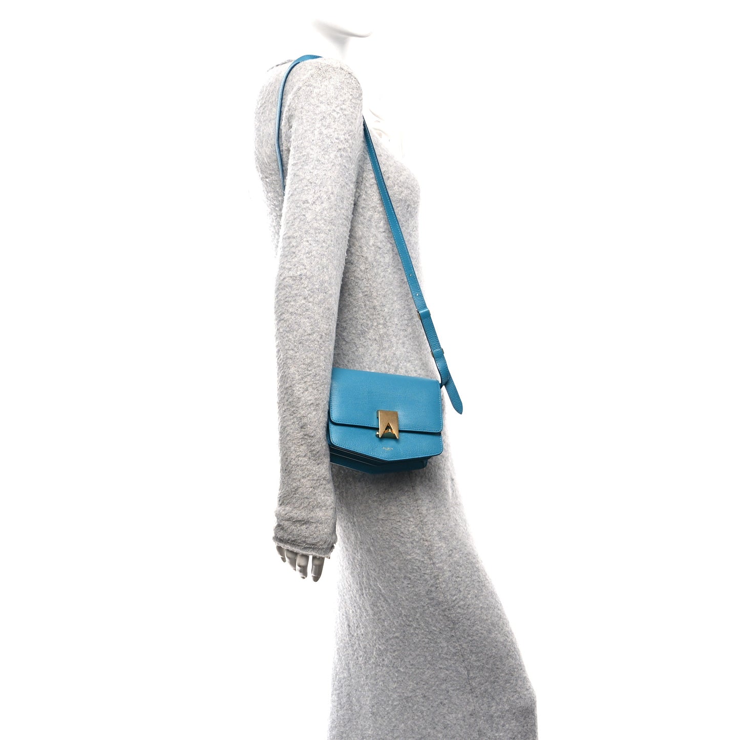 Grained Calfskin Small Le Papa Crossbody Bleu Lagon