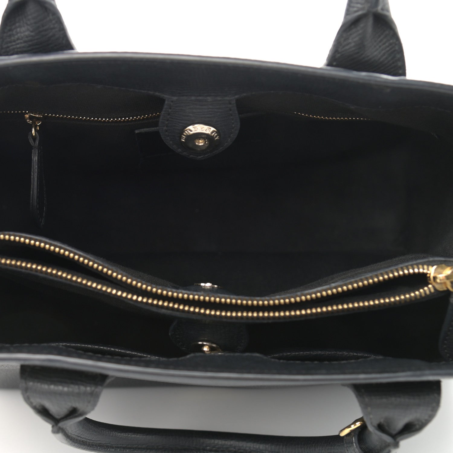 Burberry Grainy Calfskin House Check Medium Banner Tote Black 6 of 14