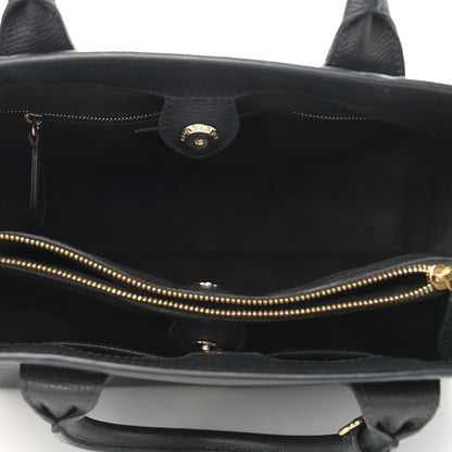 Burberry Grainy Calfskin House Check Medium Banner Tote Black 6 of 14