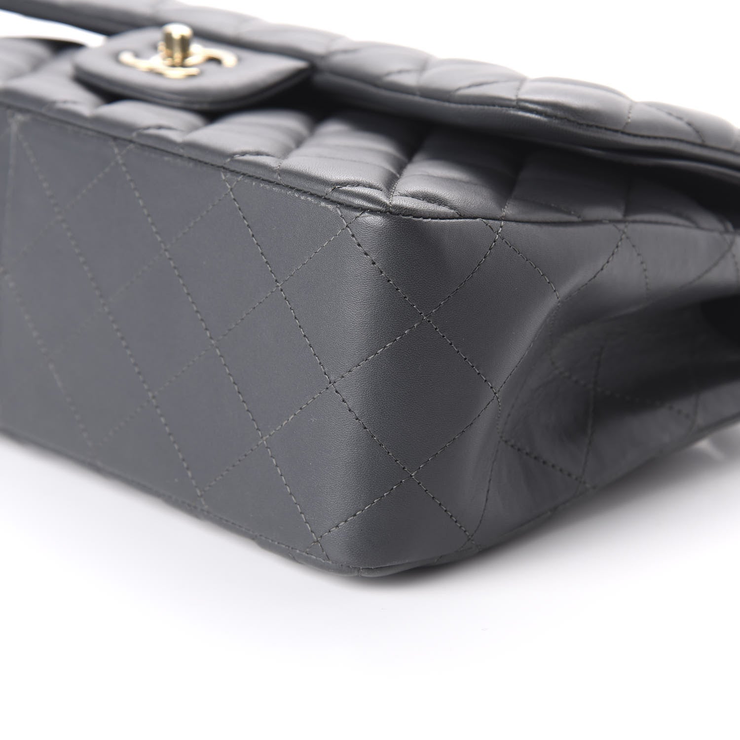 Chanel Lambskin Quilted Jumbo Double Flap Charcoal Grey 7 of 10