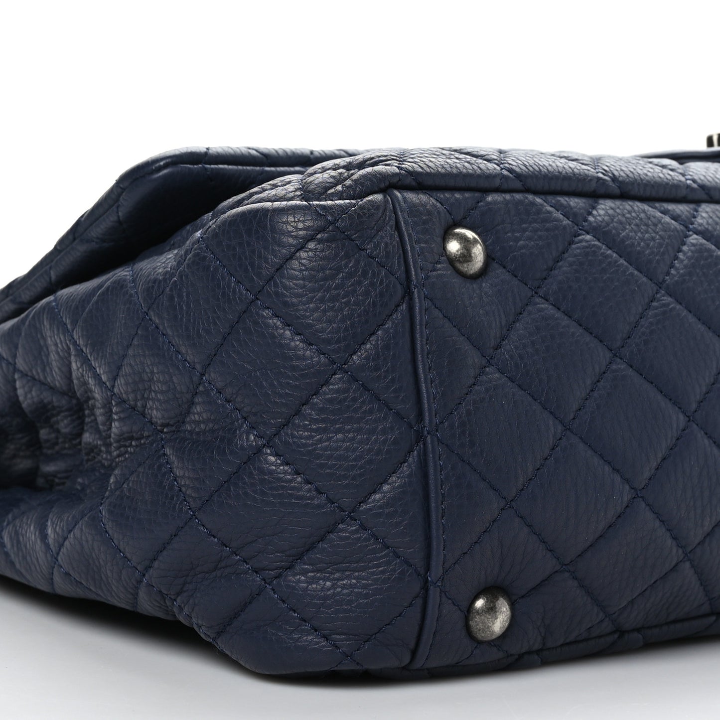 Calfskin Quilted XXL Travel Flap Bag Navy