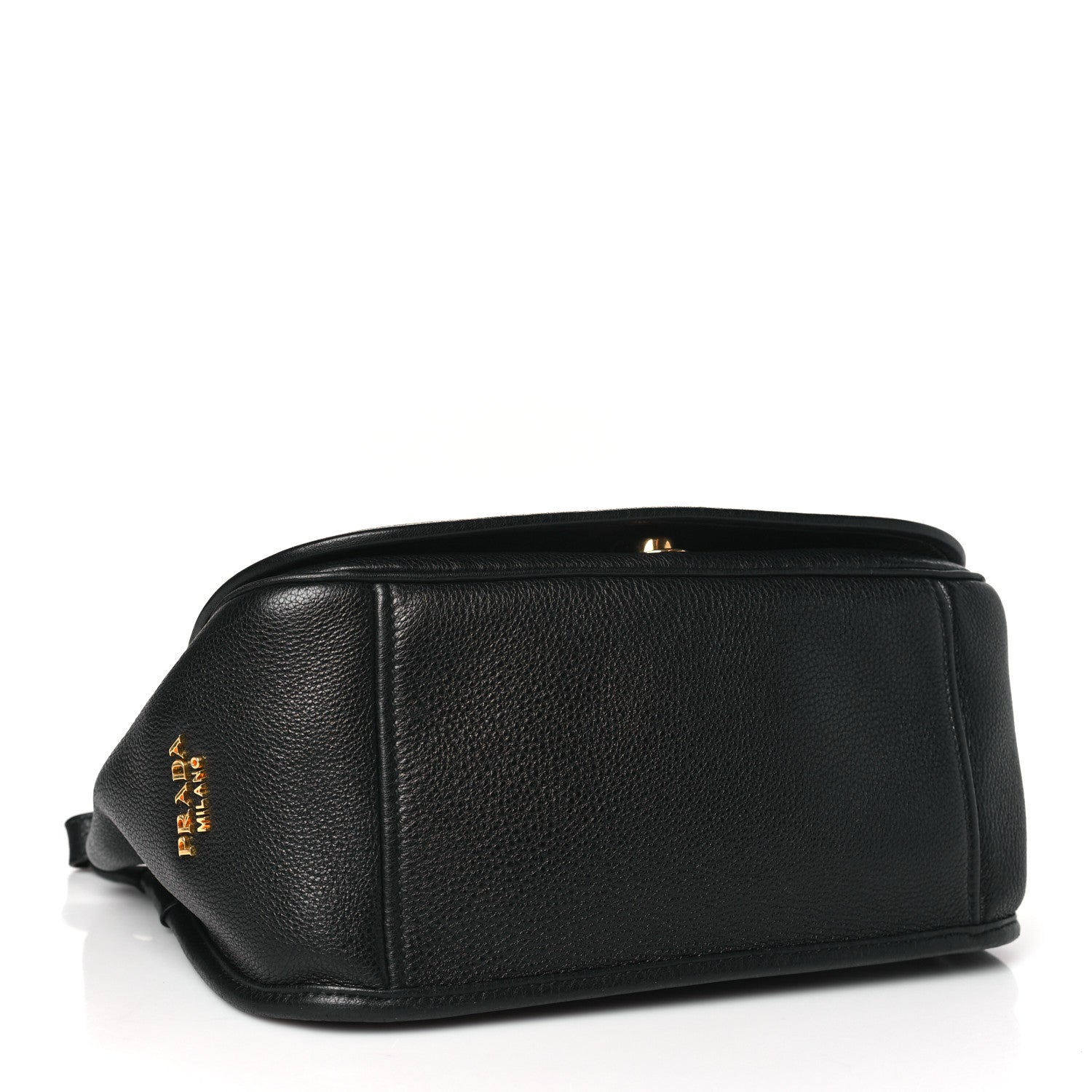 Prada Vitello Daino Embossed Logo Flap Shoulder Bag Black 4 of 11