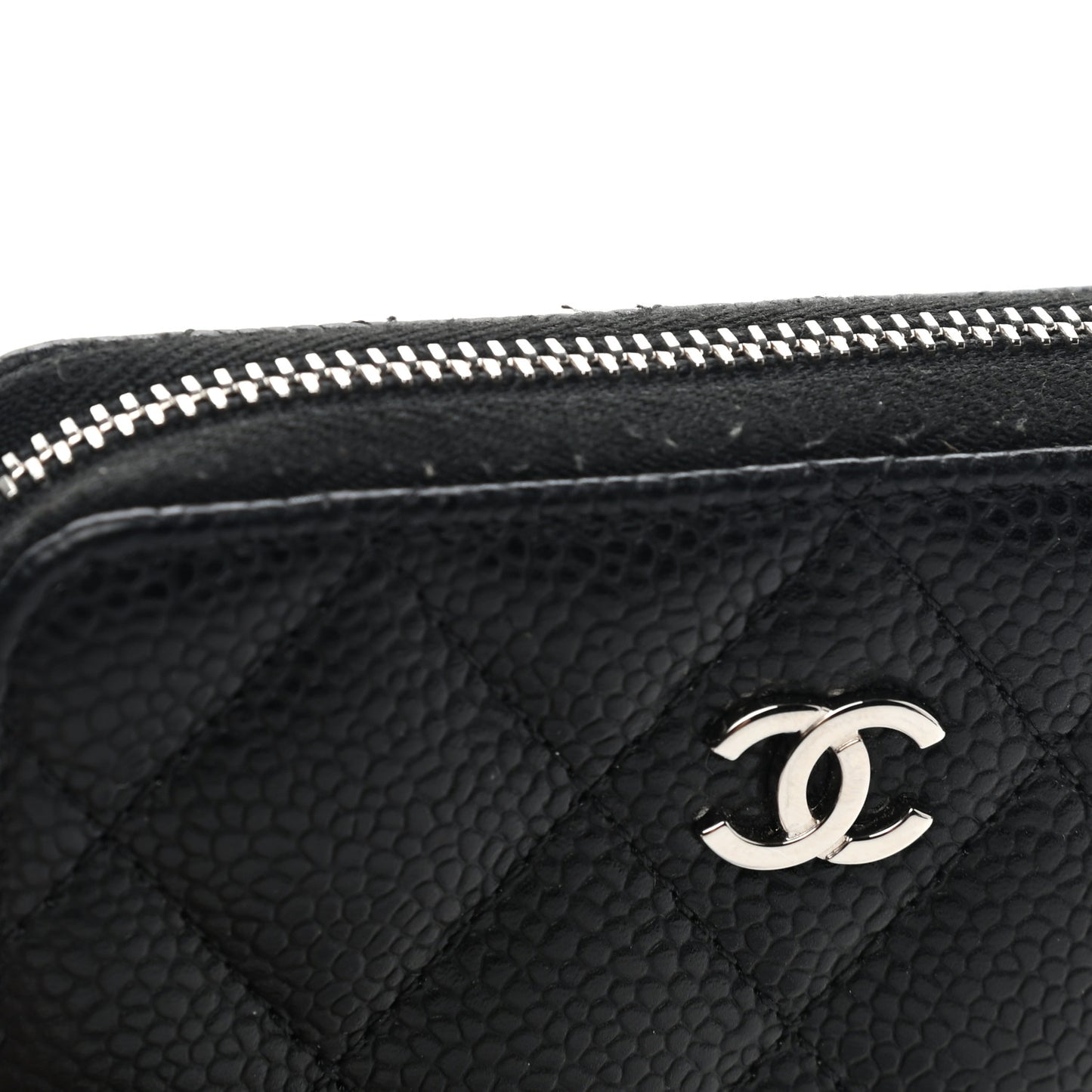 Caviar Quilted Zip Coin Purse Black