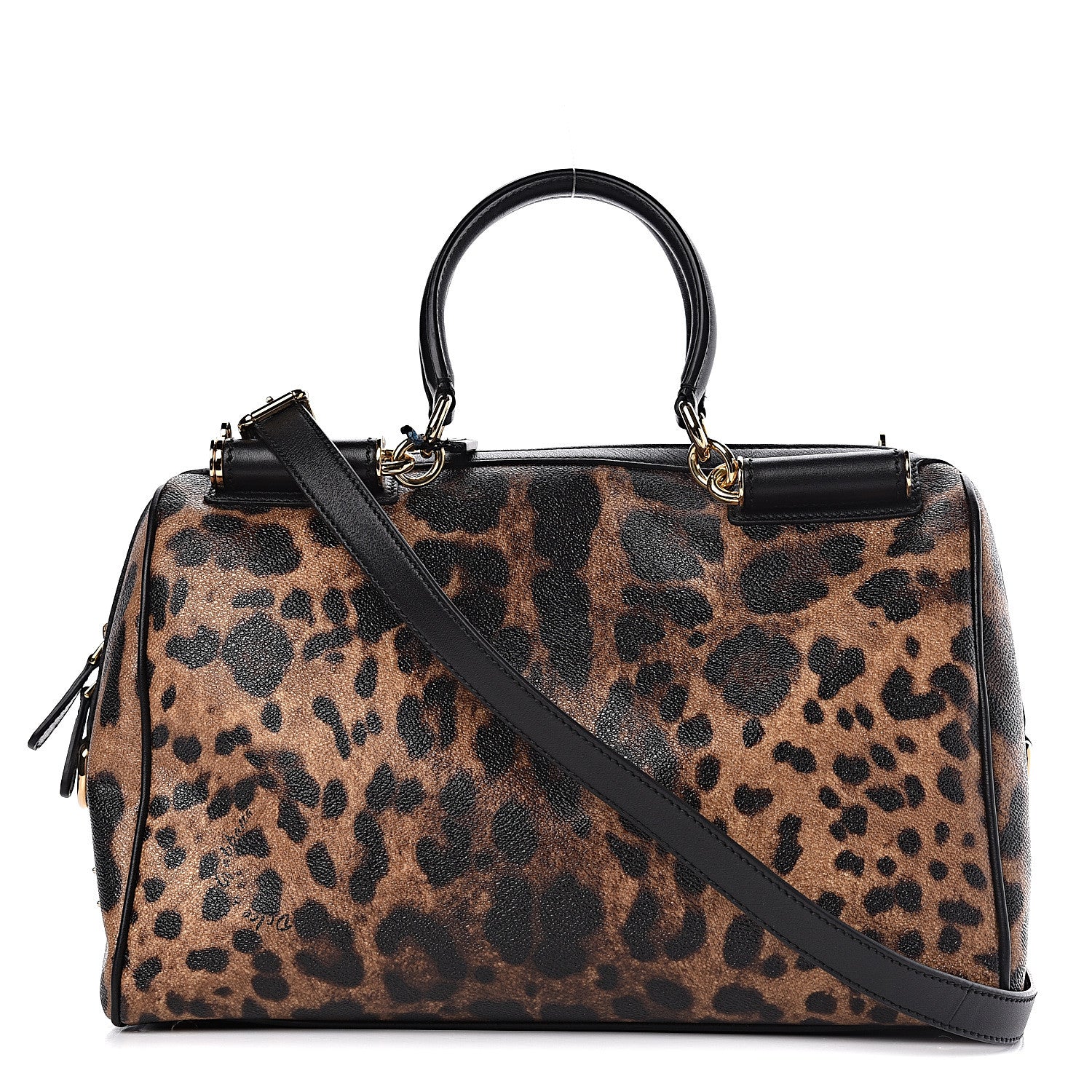 Dolce & Gabbana Dauphine Leopard Print Miss Sicily Boston Satchel 1 of 10