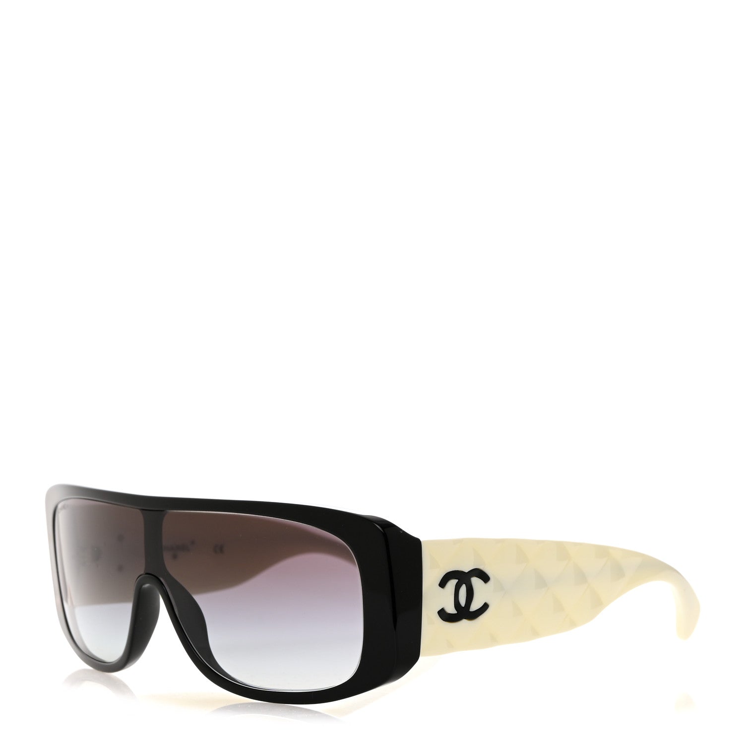 Chanel Acetate Shield Sunglasses 71466 White Black 1 of 8