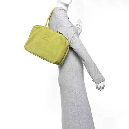 Miu Miu Camoscio Beau Top Handle Bag Edera 2 of 9