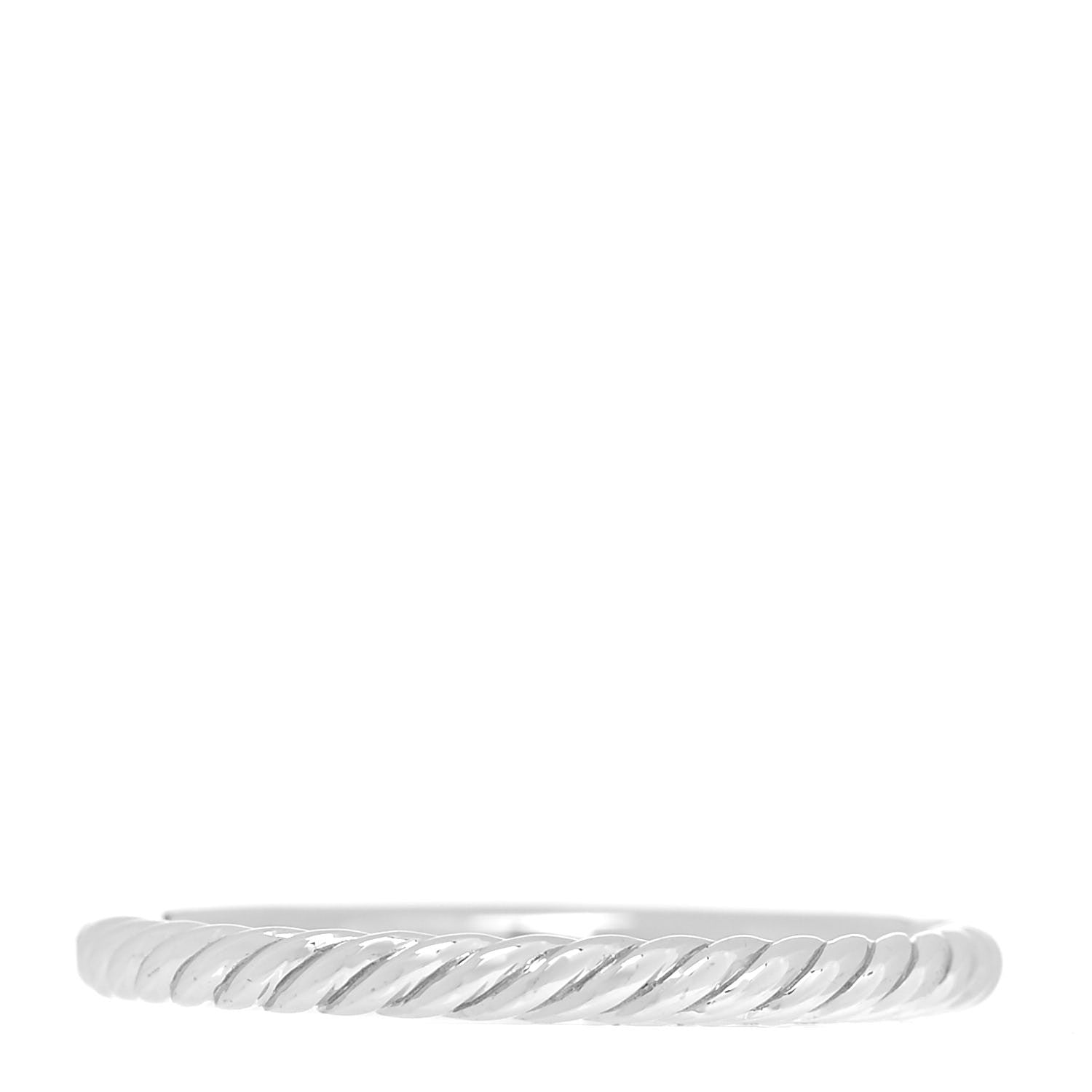 David Yurman 18K White Gold Diamond 2mm Cable Collectibles Band Ring 57 8 3 of 5