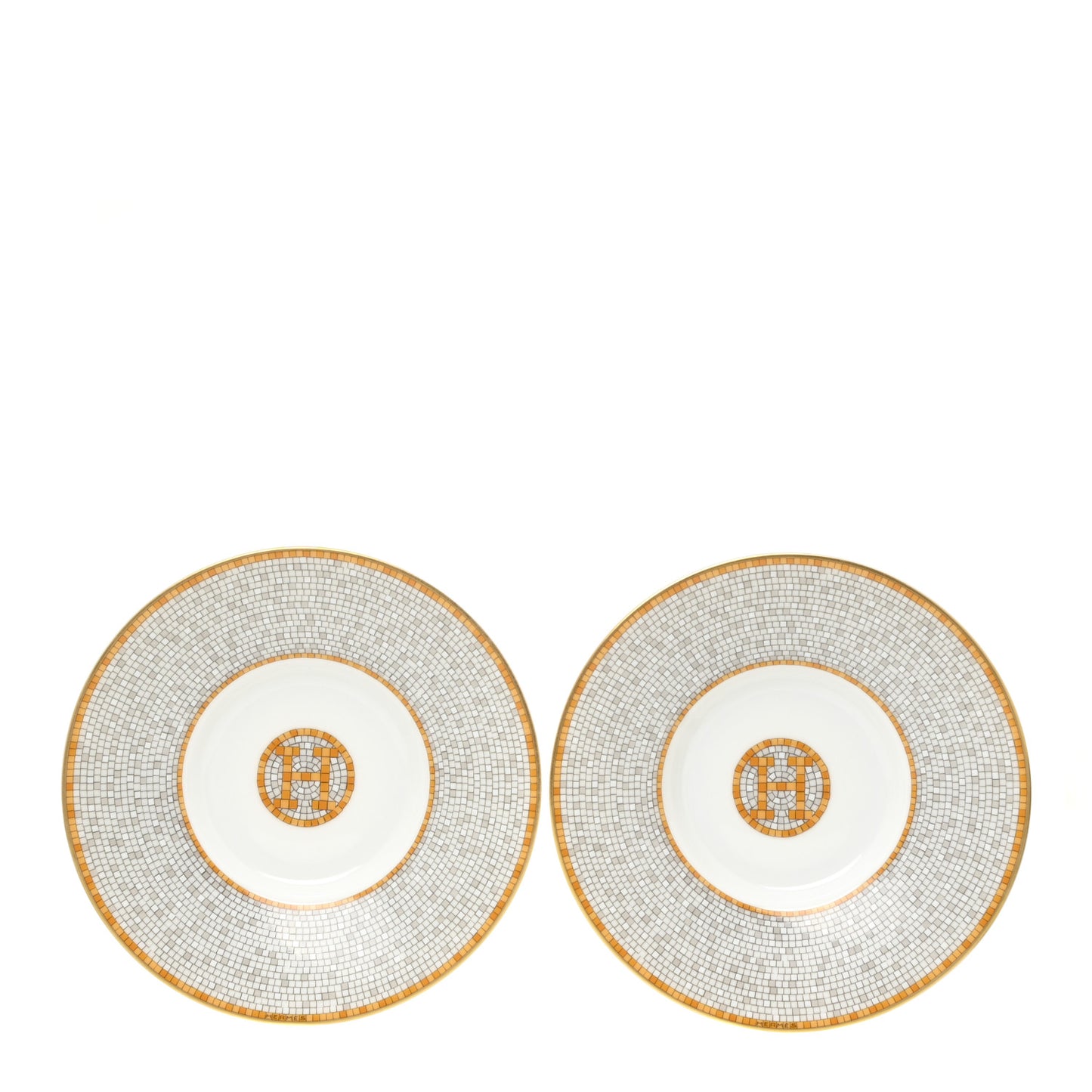 Porcelain Mosaique Au 24 Gold Coffee Cup and Saucer Set of 2