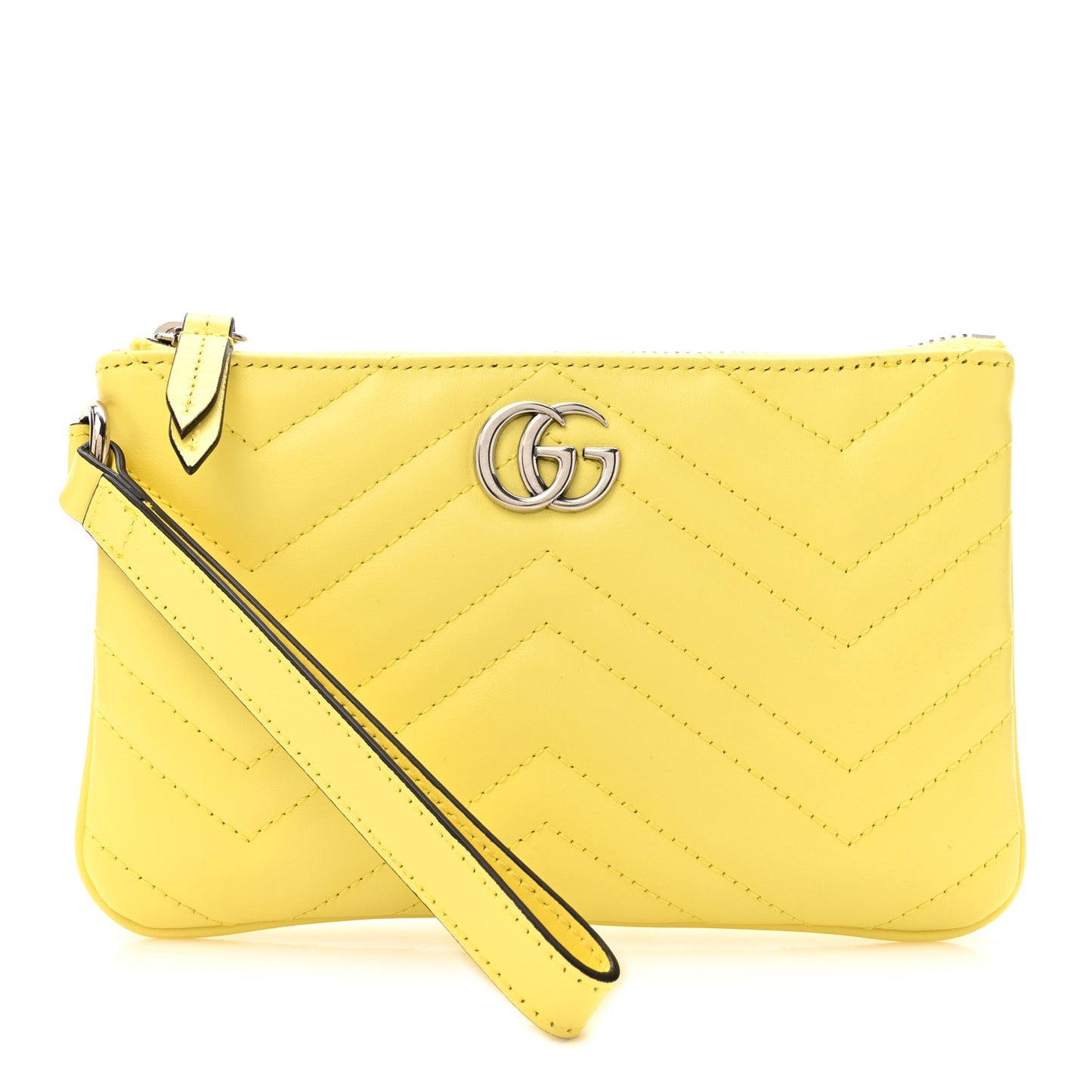 Calfskin Matelasse GG Marmont Wrist Wallet Banana